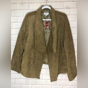 Avenue open waterfall crop faux suede open jacket woman's size 18/20 brown